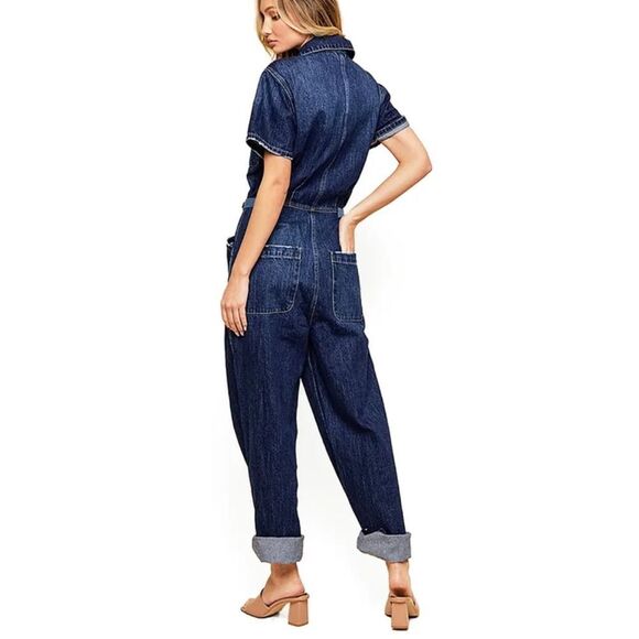 SAINTS & HEARTS Kobe Utility Denim Jumpsuit Blue Size Small - Picture 3 of 13